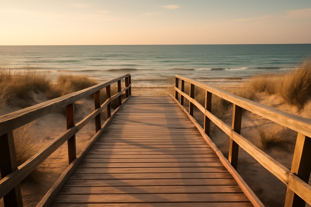 Beach boardwalk backdrop