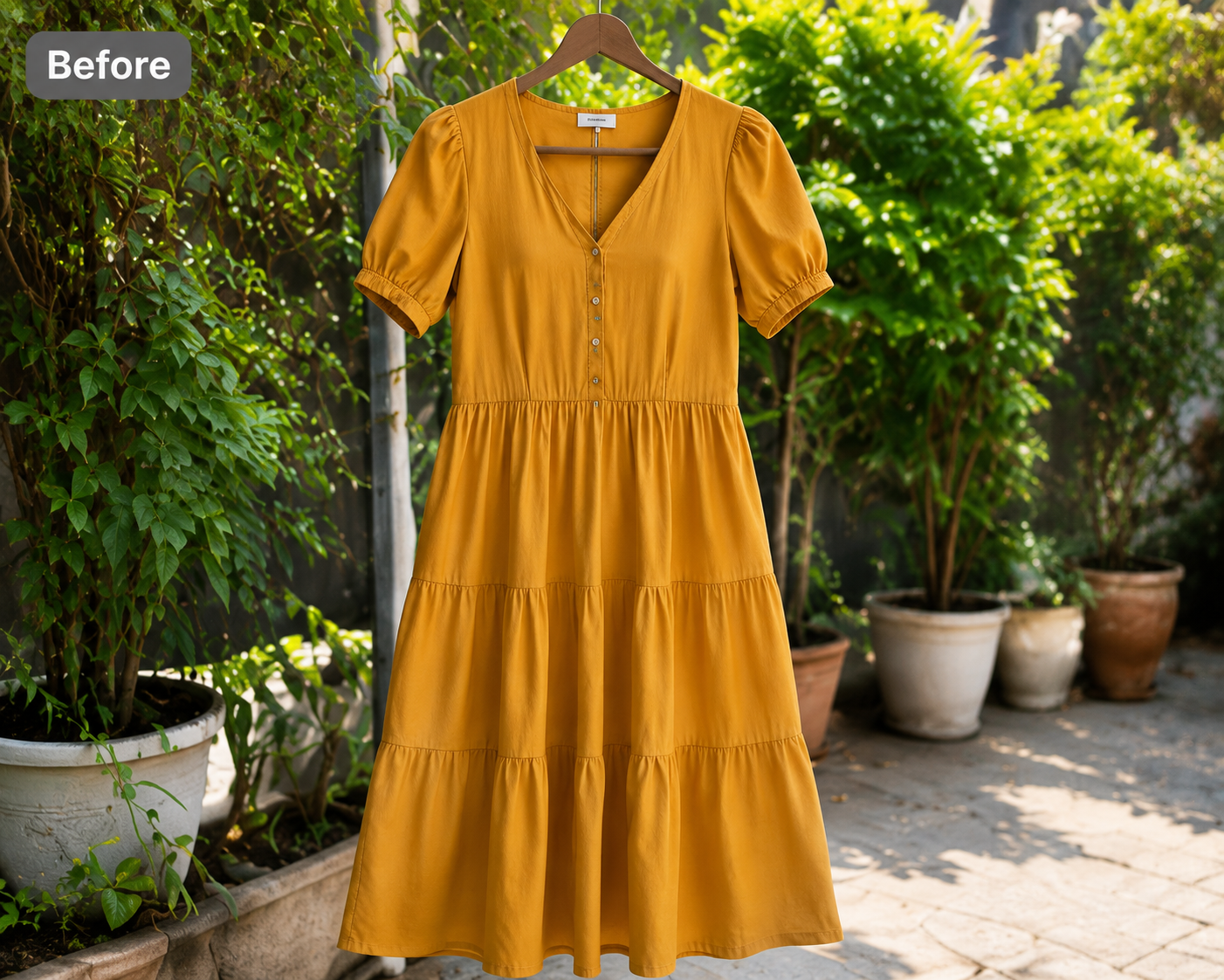 Step 1: Upload your yellow dress garment photo
