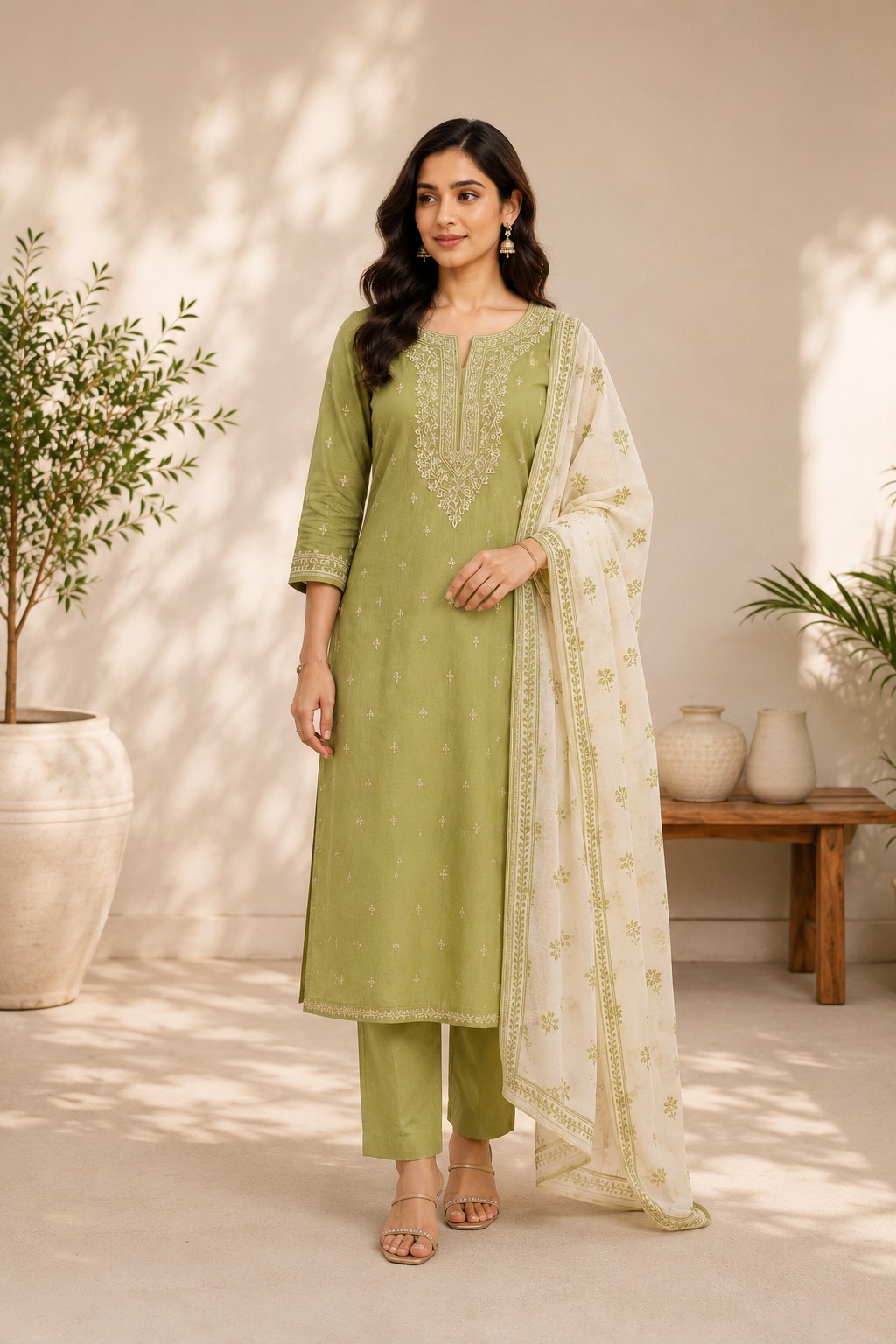 AI-generated kurti mockup on female model