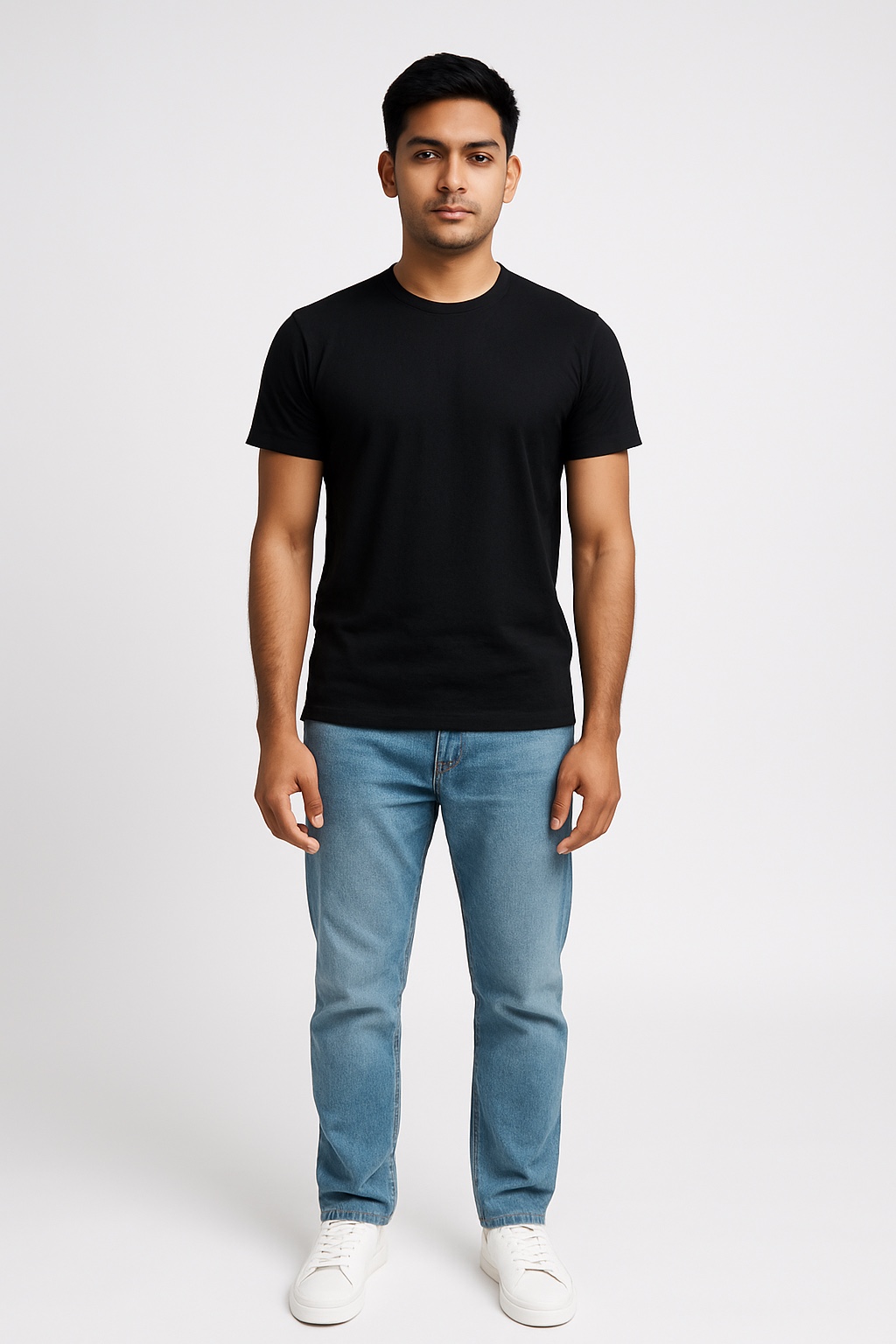 Indian male AI model in casual wear for t-shirt listings