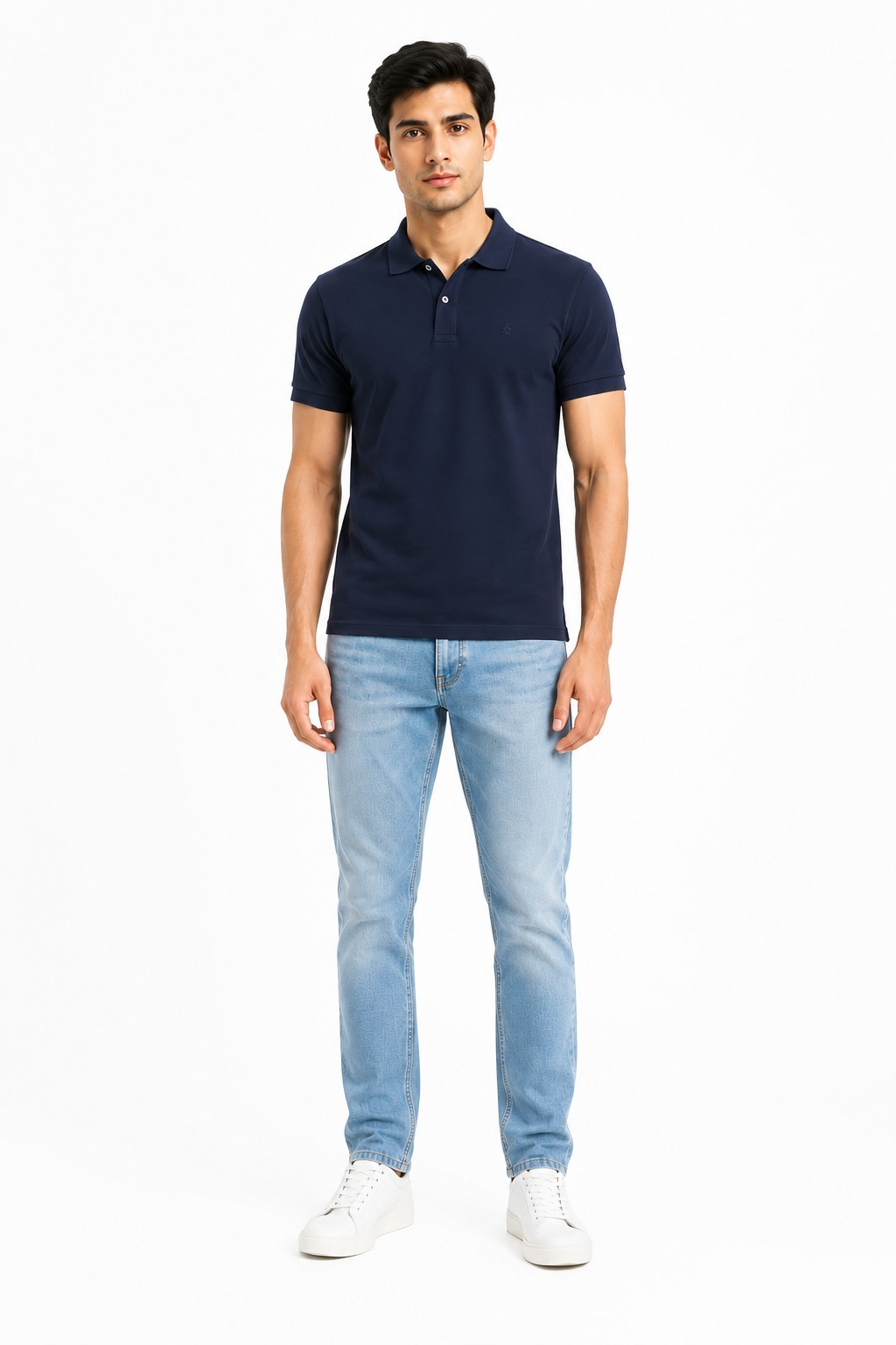 AI-generated casual wear mockup on male model