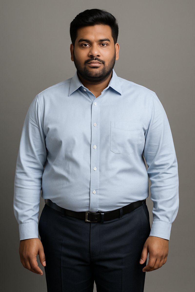 Plus size Indian male AI model for kurta and shirt catalog photos