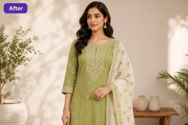 Model wearing garment — AI result