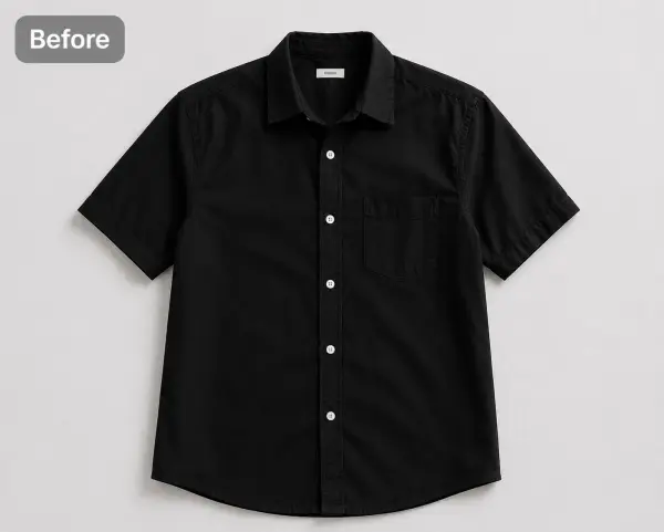 Black short-sleeve shirt, flat lay
