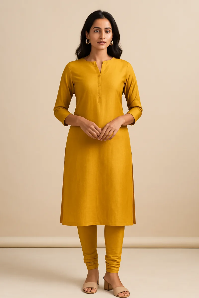 AI kurti photography — Indian model wearing a kurti against a festive backdrop