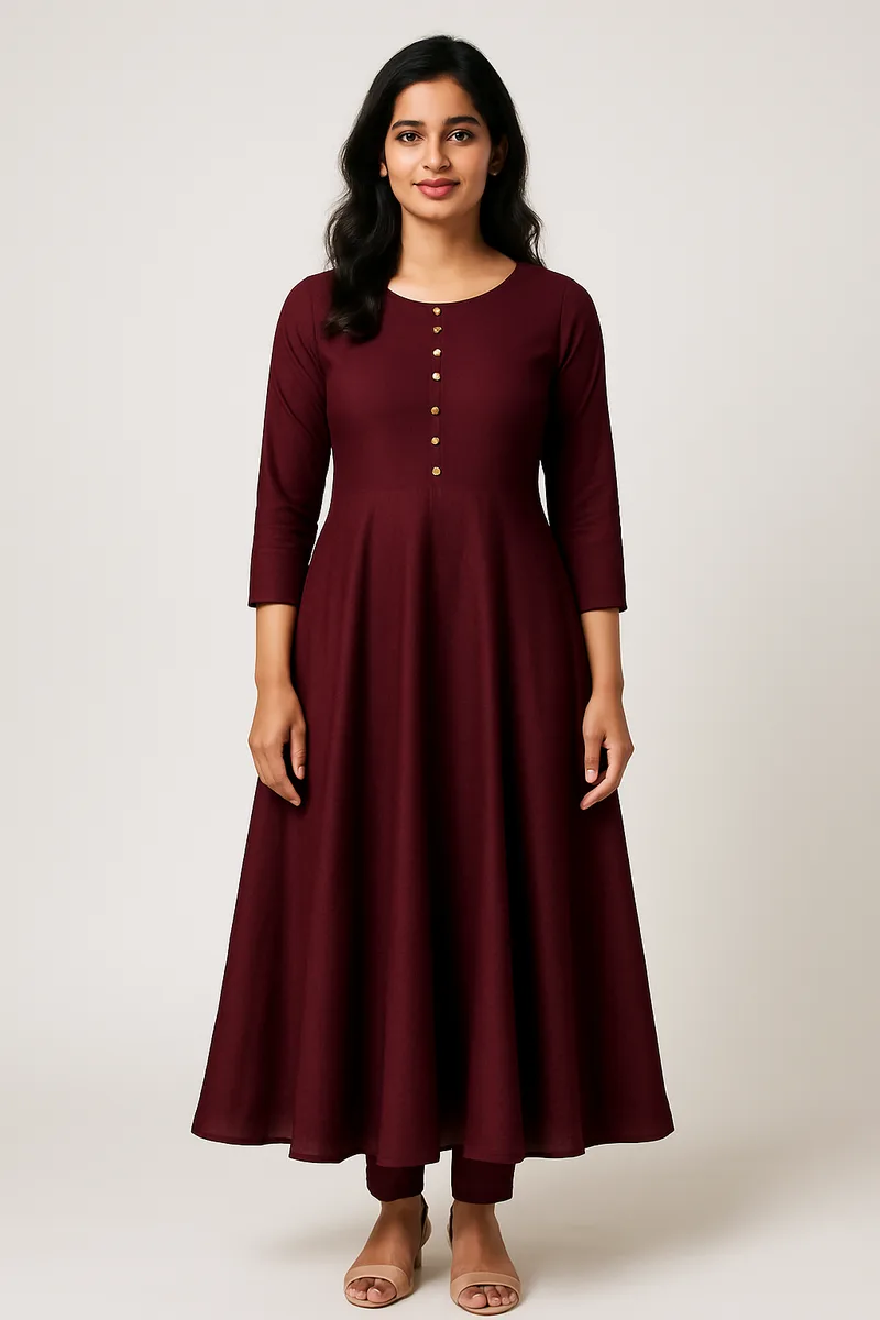 Kurti catalog image on white background — marketplace-ready AI model photo