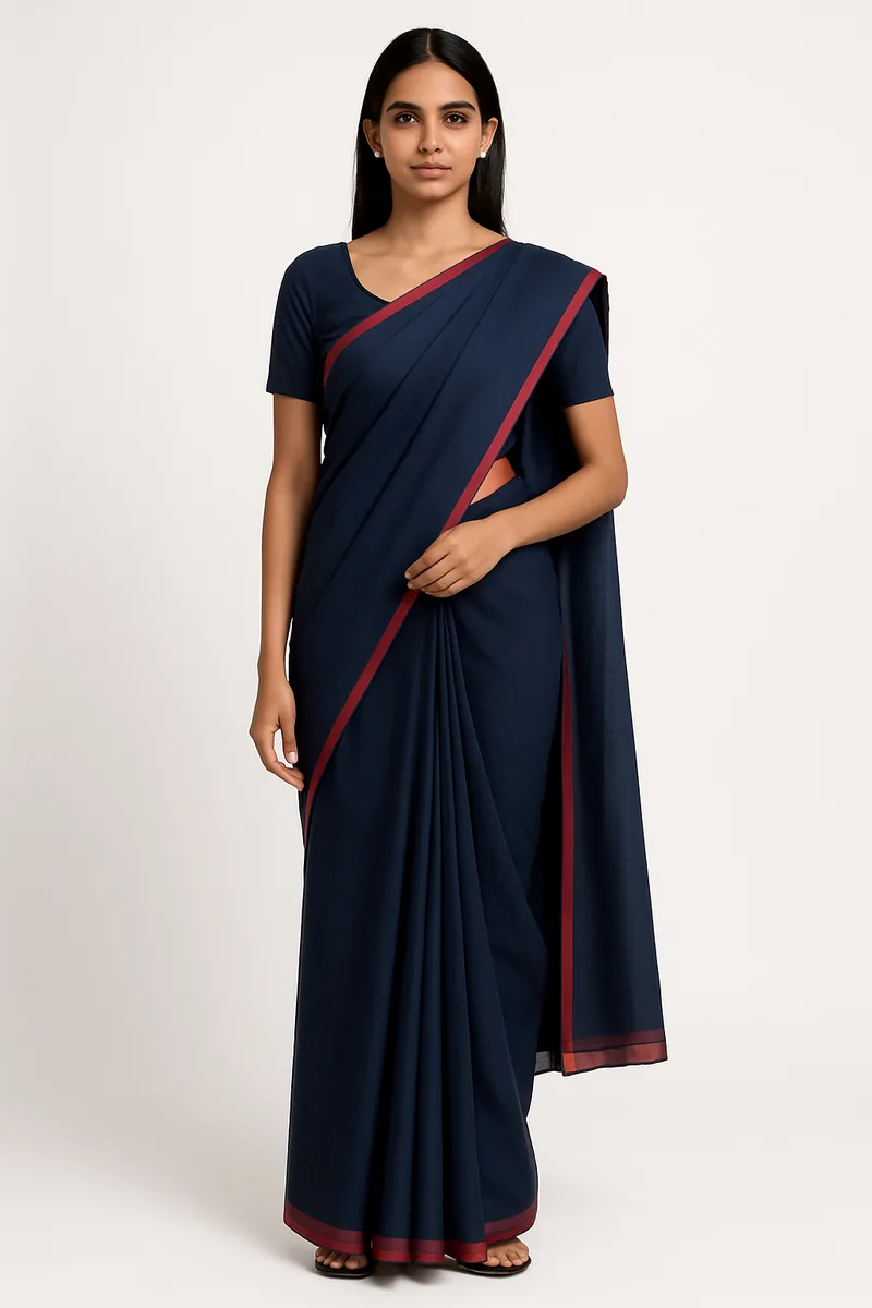 Saree catalog image on white background — marketplace-ready AI model photo
