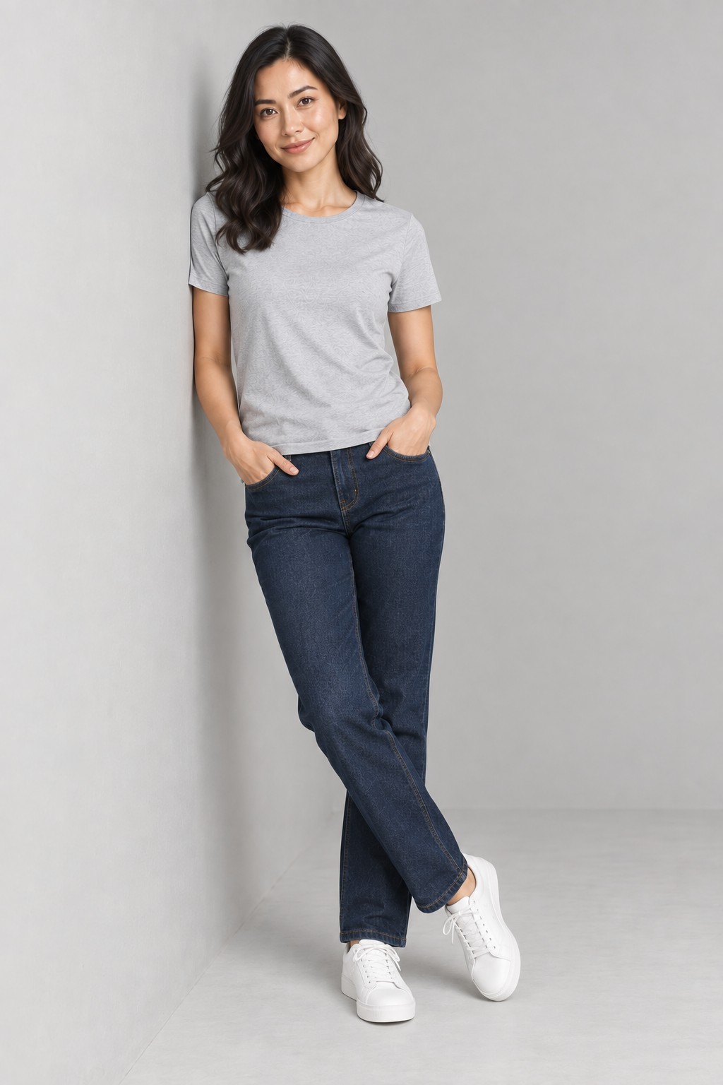 The same garment photographed in a different pose